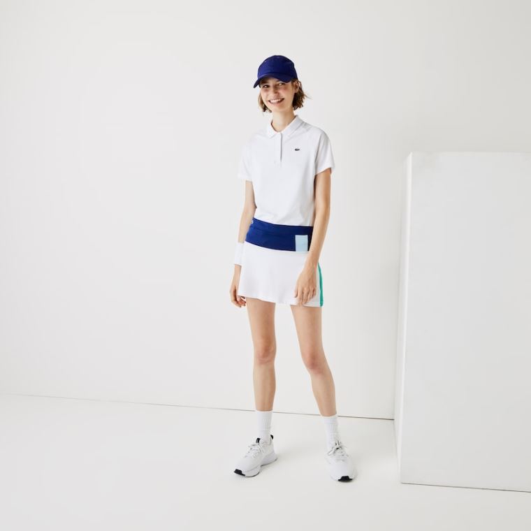 Lacoste SPORT Pustende Stretch Tennis Skirt Blå Hvite Gul Blå Grønn | j3i9csah