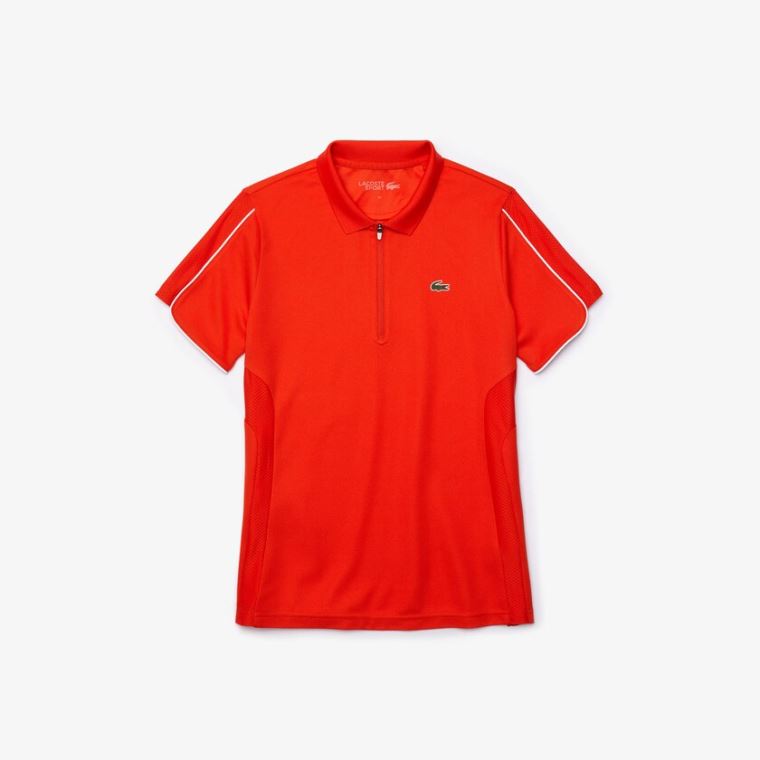 Lacoste SPORT Pustende Zip-Up Polo Shirt Rød Hvite | d9Ohhtbb