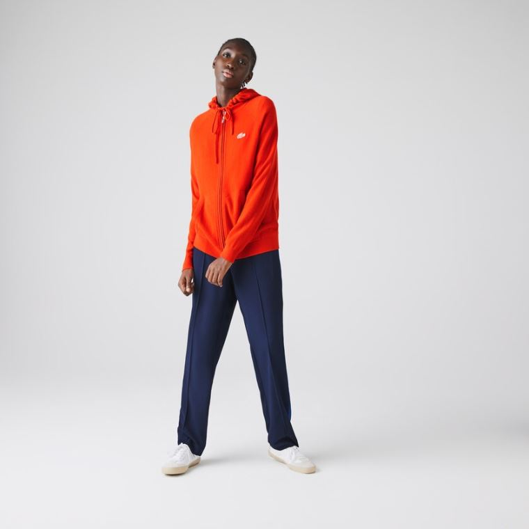 Lacoste SPORT Recycled Cashmere Zip Genser Rød | PJSyYp34