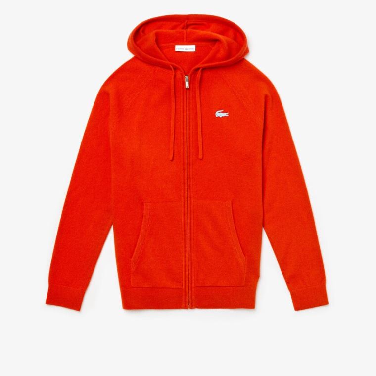 Lacoste SPORT Recycled Cashmere Zip Genser Rød | PJSyYp34