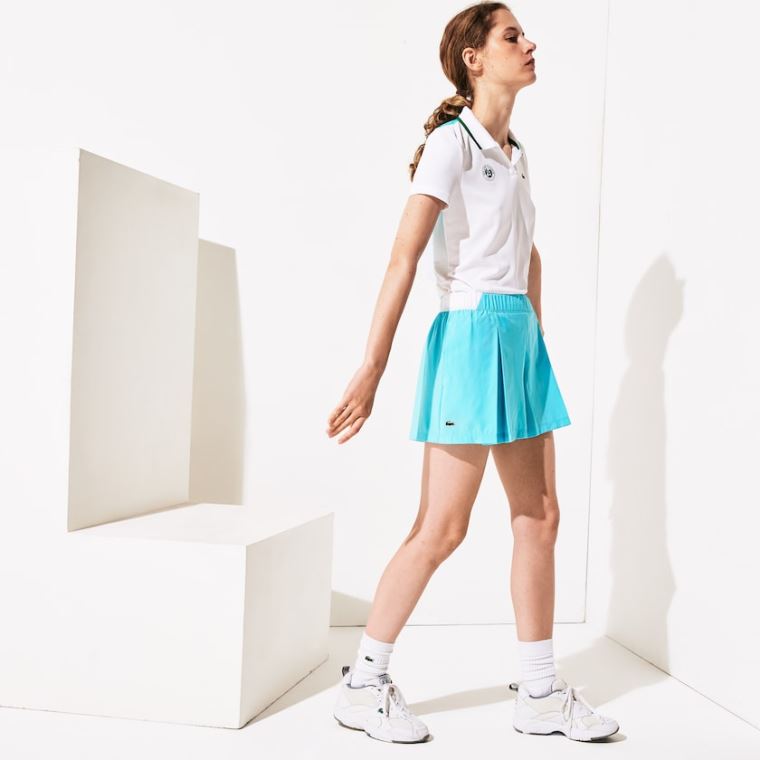 Lacoste SPORT Roland Garros Culotte Skirt Turkis Hvite Grønn | j8JFmXKJ