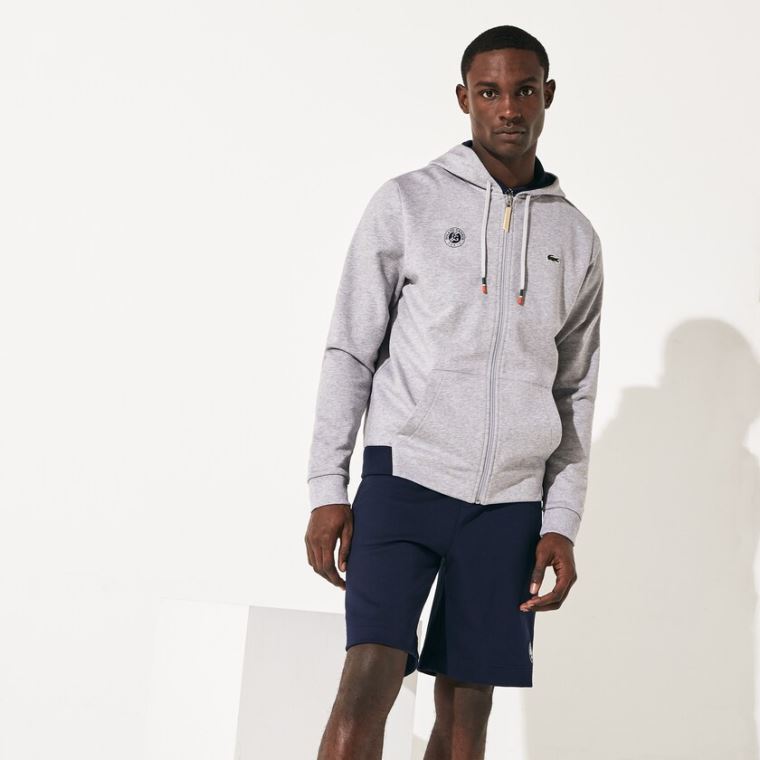 Lacoste SPORT Roland Garros Hette Zip-Up Sweatshirt Grå Marineblå Blå Hvite | YOpYi4qY