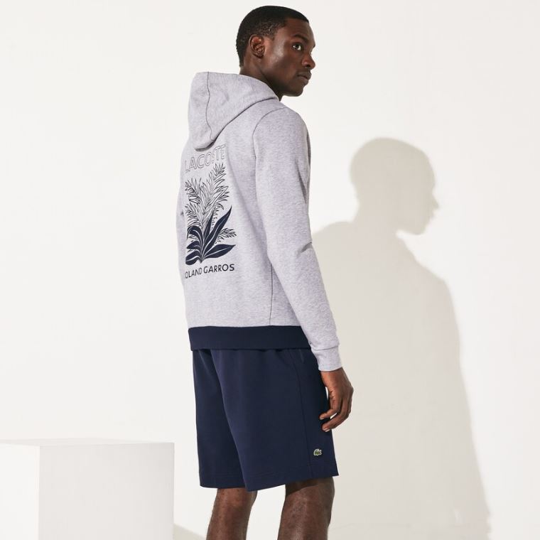 Lacoste SPORT Roland Garros Hette Zip-Up Sweatshirt Grå Marineblå Blå Hvite | YOpYi4qY