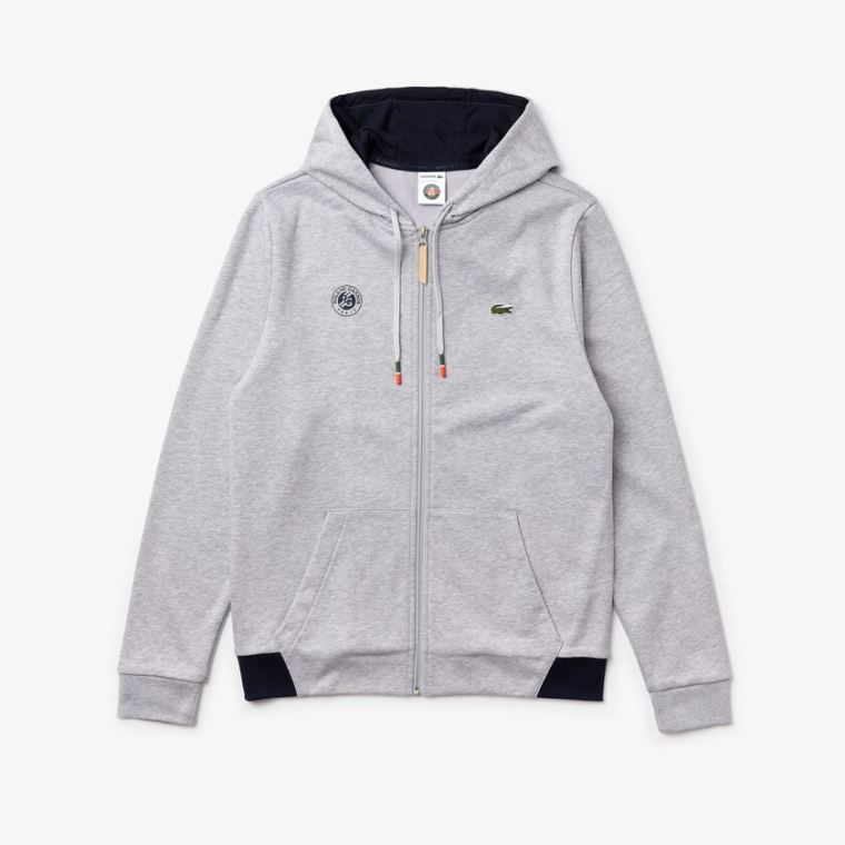 Lacoste SPORT Roland Garros Hette Zip-Up Sweatshirt Grå Marineblå Blå Hvite | YOpYi4qY