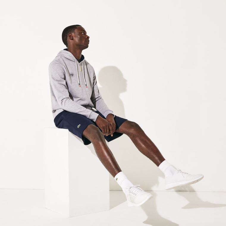 Lacoste SPORT Roland Garros Hette Zip-Up Sweatshirt Grå Marineblå Blå Hvite | YOpYi4qY