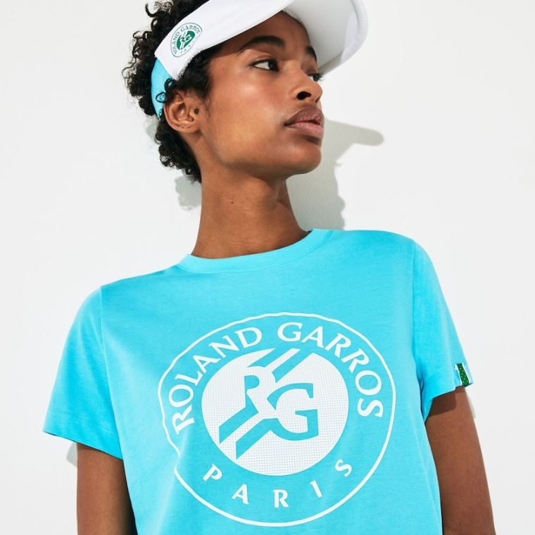 Lacoste SPORT Roland Garros Logo T-Shirt Turkis Hvite Grønn | fEYlyqMA