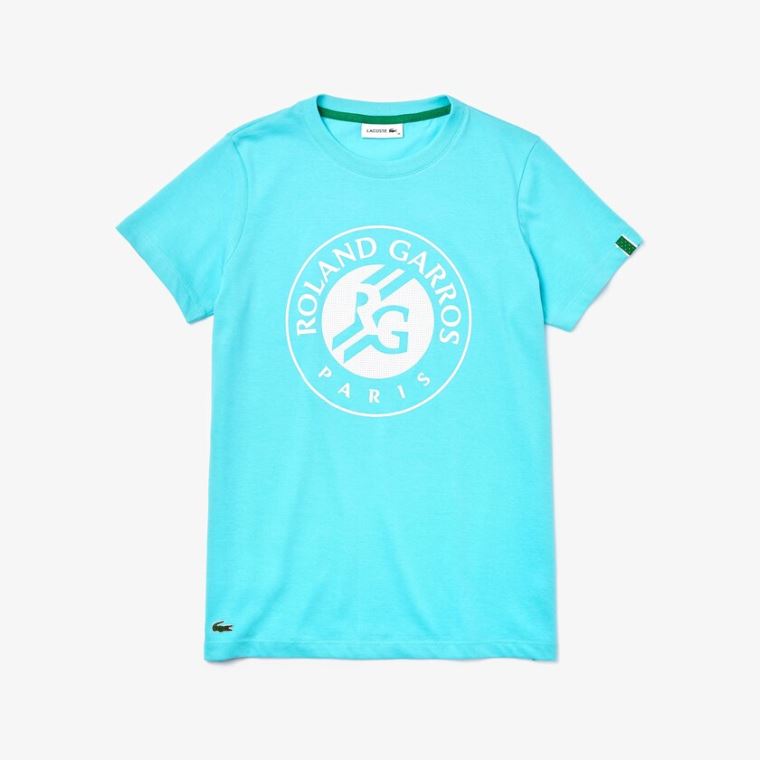 Lacoste SPORT Roland Garros Logo T-Shirt Turkis Hvite Grønn | fEYlyqMA