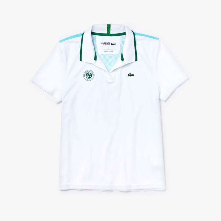 Lacoste SPORT Roland Garros Ombré-Print Polo Shirt Hvite Turkis Grønn | 91XYtifb