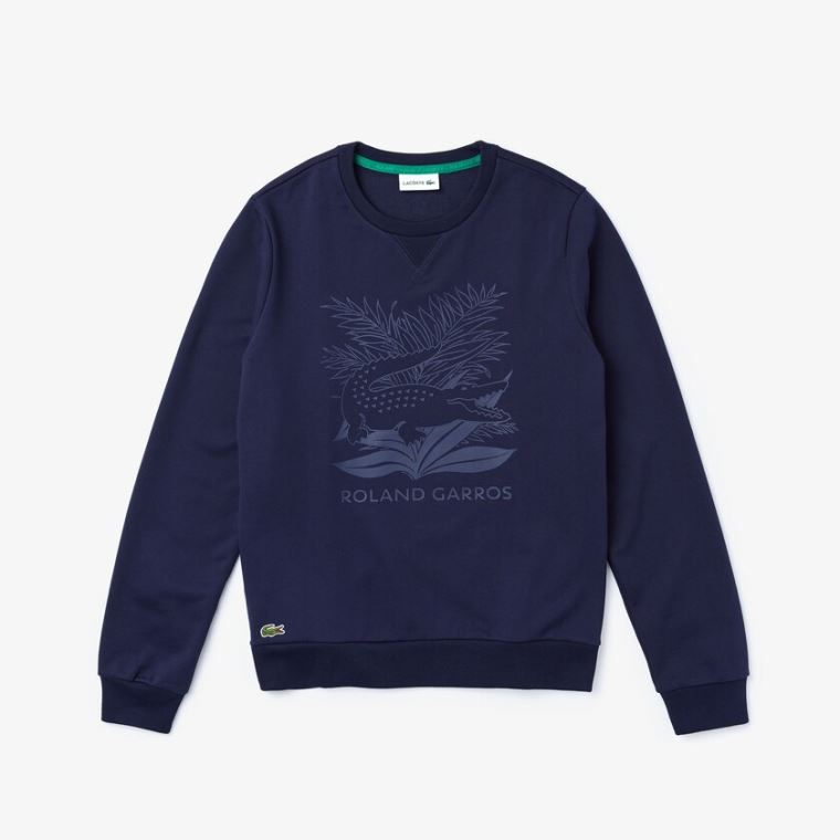 Lacoste SPORT Roland Garros Plant Print Sweatshirt Marineblå Blå Grønn | l2WQ98Ml