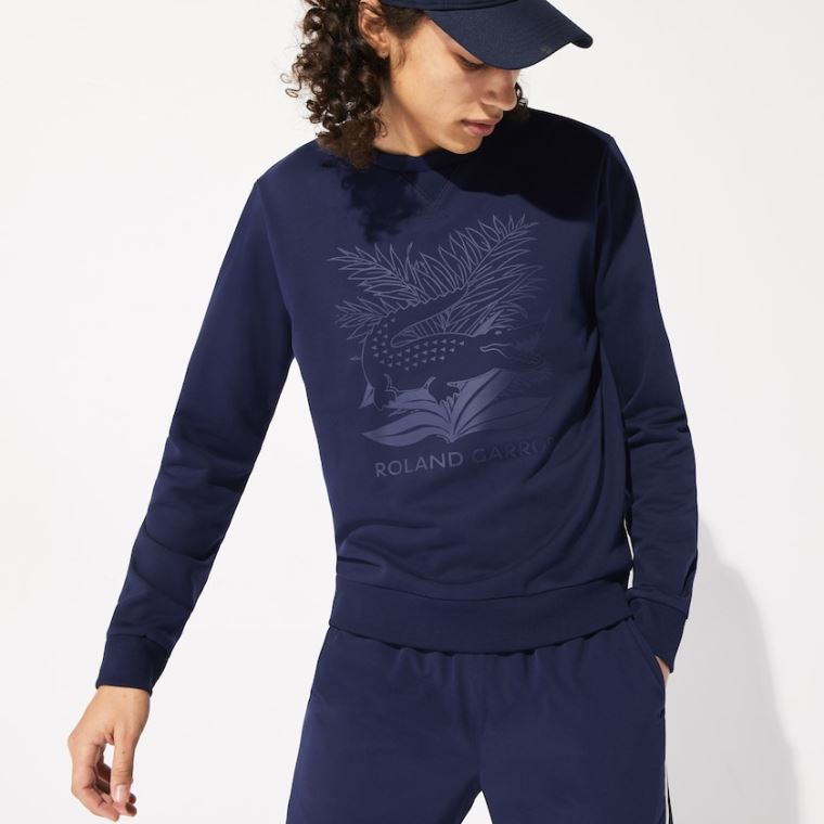 Lacoste SPORT Roland Garros Plant Print Sweatshirt Marineblå Blå Grønn | l2WQ98Ml