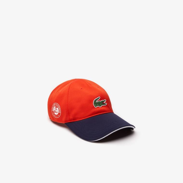 Lacoste SPORT Roland Garros Two-Tone Piqué Cap Rød Marineblå Blå Hvite | 0gIgquhH