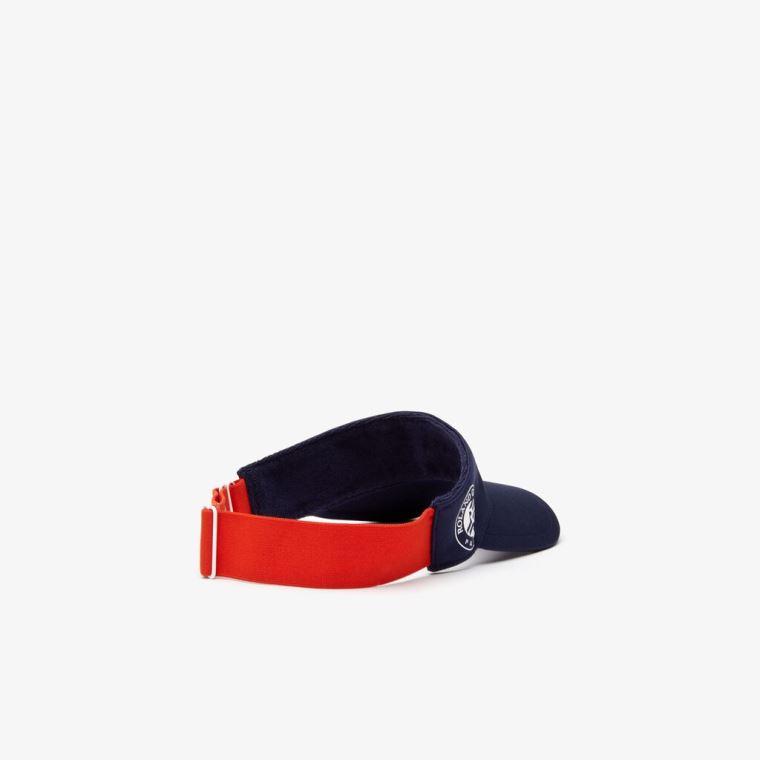 Lacoste SPORT Roland Garros Two-Tone Piqué Visor Marineblå Blå Rød Hvite | 29kdCiy1