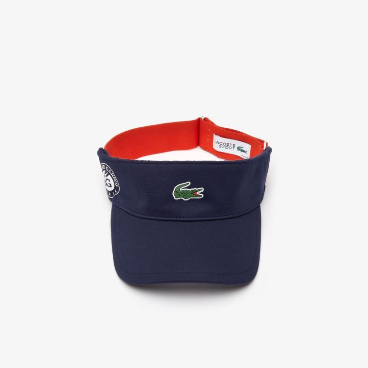 Lacoste SPORT Roland Garros Two-Tone Piqué Visor Marineblå Blå Rød Hvite | 29kdCiy1