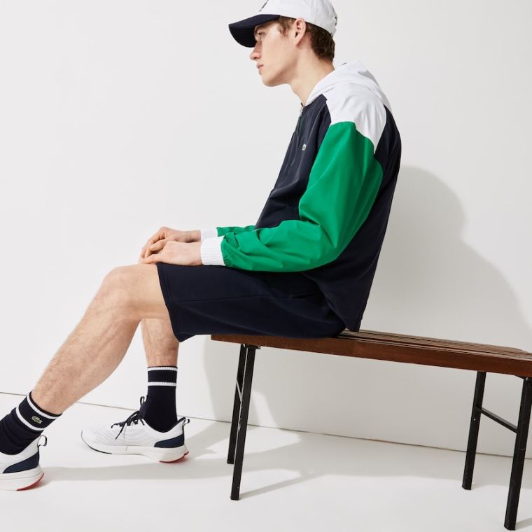 Lacoste SPORT Roland Garros Zip-Up Windbreaker Marineblå Blå Grønn Hvite | OGHM9iPf