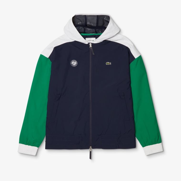 Lacoste SPORT Roland Garros Zip-Up Windbreaker Marineblå Blå Grønn Hvite | OGHM9iPf