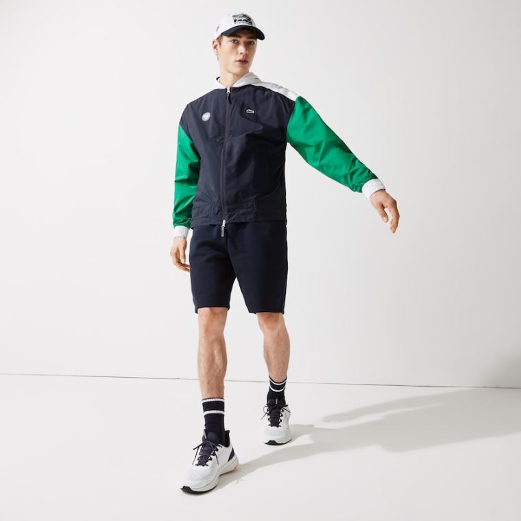 Lacoste SPORT Roland Garros Zip-Up Windbreaker Marineblå Blå Grønn Hvite | OGHM9iPf