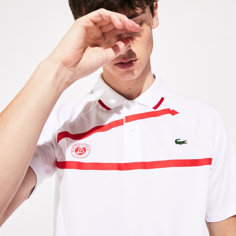 Lacoste SPORT Roland Garros x Novak Djokovic Polo Shirt Hvite Rød | 1kITE6Ks