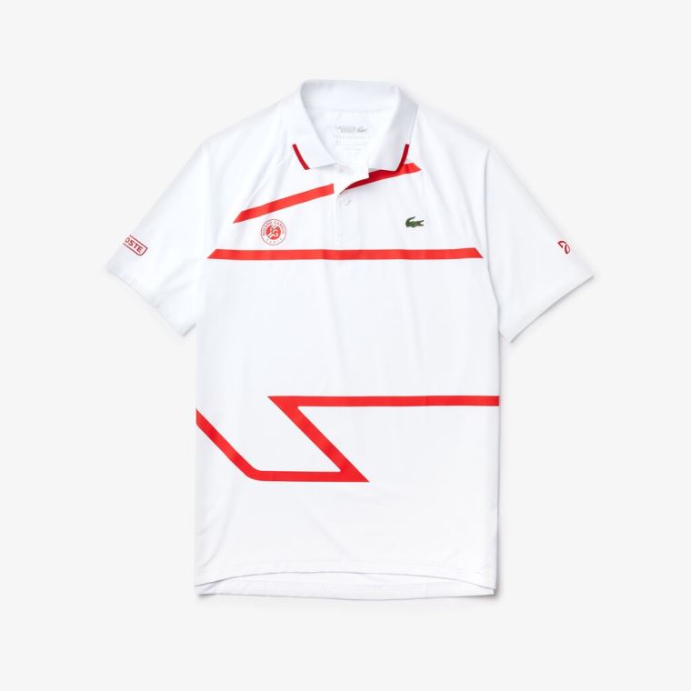 Lacoste SPORT Roland Garros x Novak Djokovic Polo Shirt Hvite Rød | 1kITE6Ks