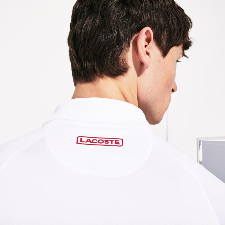 Lacoste SPORT Roland Garros x Novak Djokovic Polo Shirt Hvite Rød | 1kITE6Ks