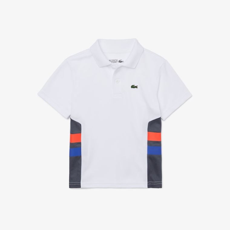 Lacoste SPORT Side Stripe Trenings Polo Hvite Mørke Grå Rød Blå | WZztG8Be