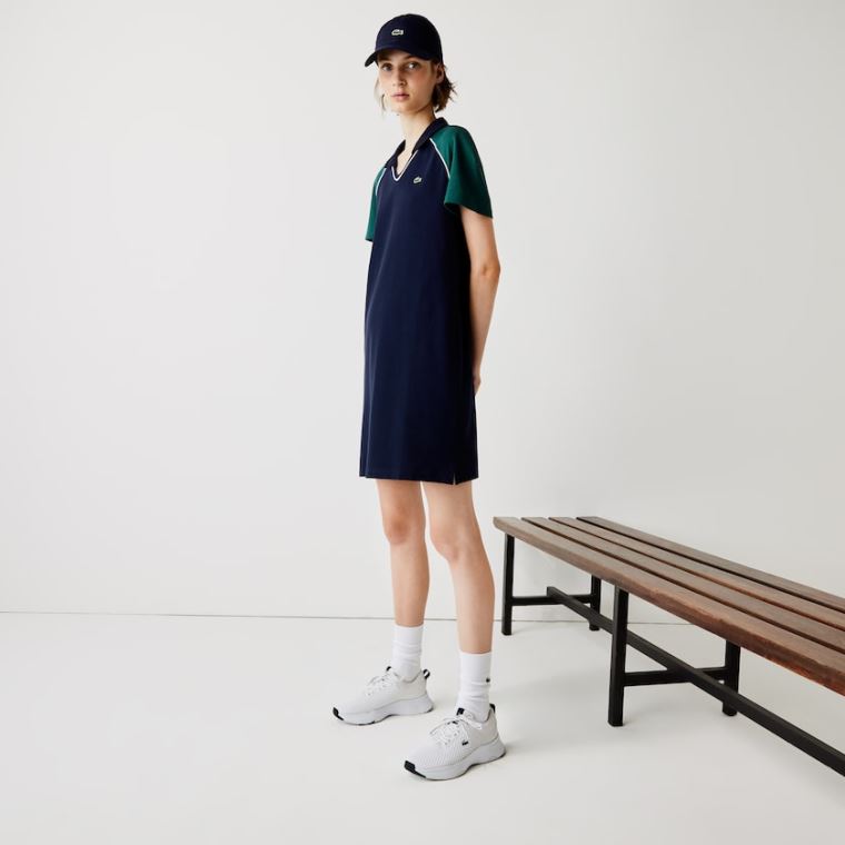 Lacoste SPORT Stretch Bomull Golf Polo Kjoler Marineblå Blå Grønn Hvite | 1euFGGZS