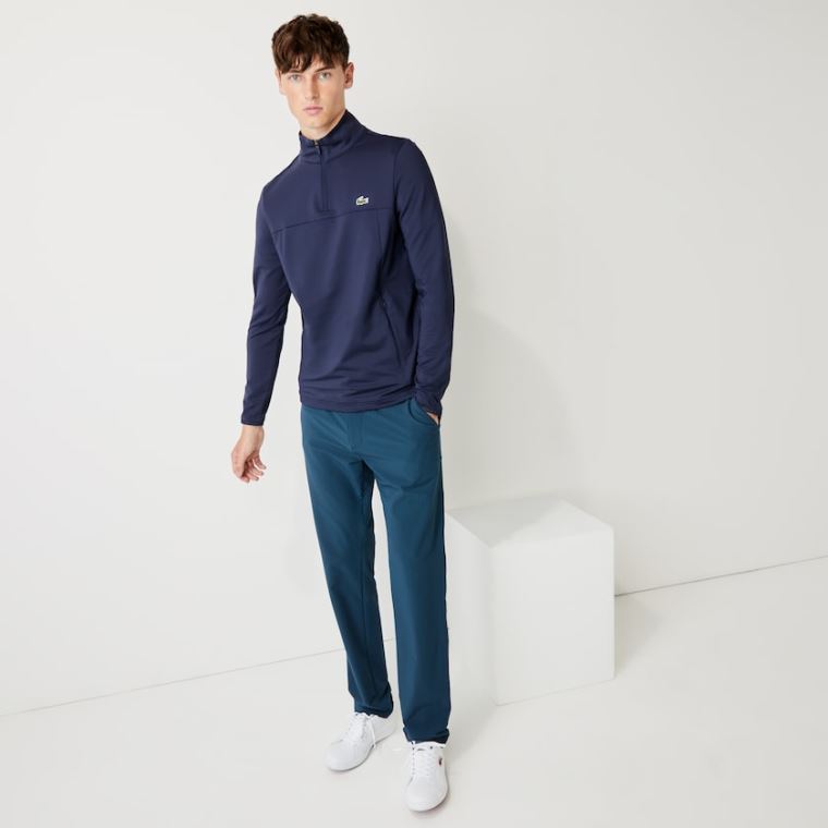 Lacoste SPORT Stretch Zippered Collar Sweatshirt Marineblå Blå | iGuYyol6