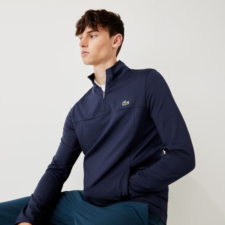 Lacoste SPORT Stretch Zippered Collar Sweatshirt Marineblå Blå | iGuYyol6