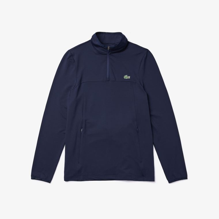 Lacoste SPORT Stretch Zippered Collar Sweatshirt Marineblå Blå | iGuYyol6