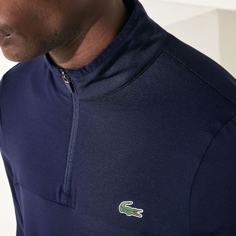 Lacoste SPORT Stretch Zippered Collar Sweatshirt Marineblå Blå | iGuYyol6