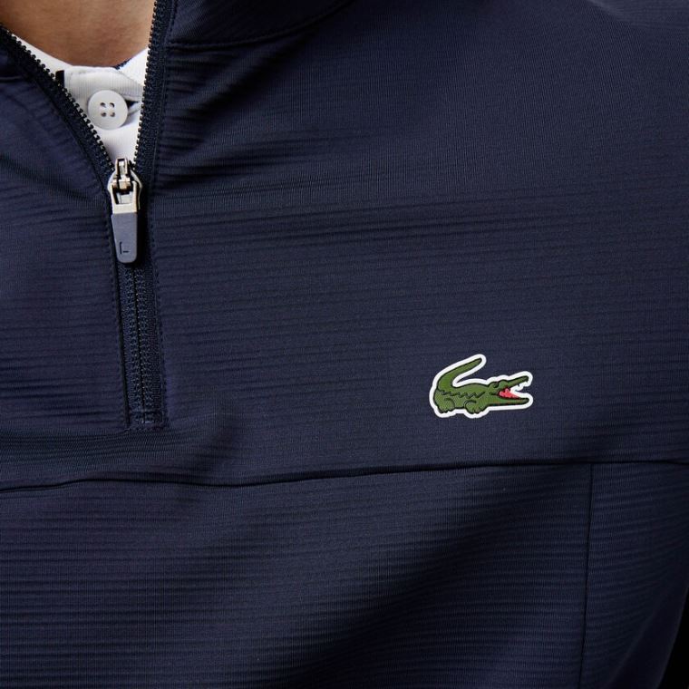 Lacoste SPORT Stretch Zippered Collar Sweatshirt Marineblå Blå | iGuYyol6