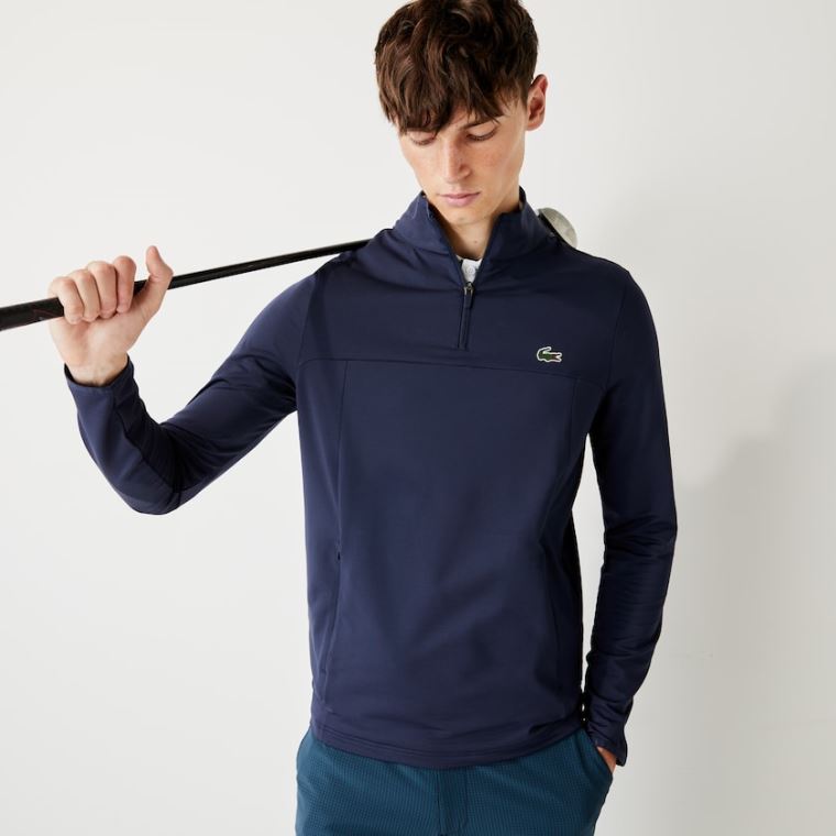 Lacoste SPORT Stretch Zippered Collar Sweatshirt Marineblå Blå | iGuYyol6