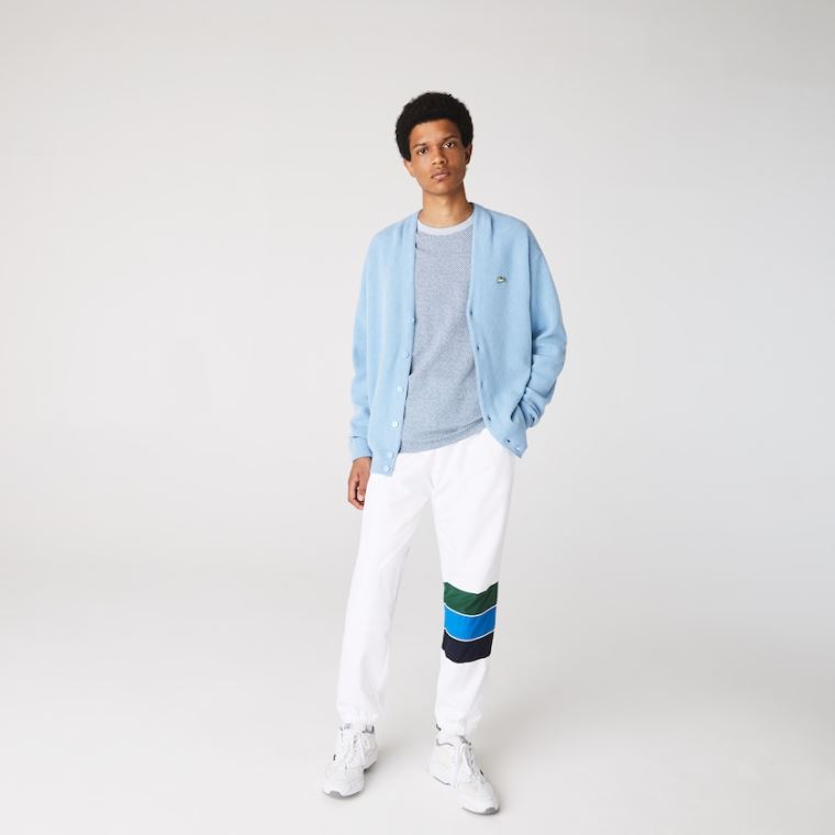 Lacoste SPORT Striped Colorblock Tracksuit Pants Hvite Marineblå Blå Blå Grønn | CTRFFQn9