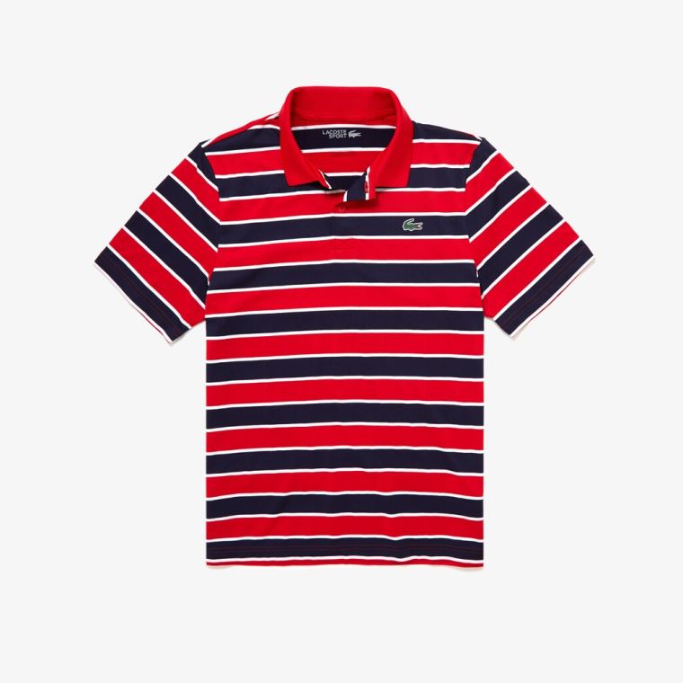 Lacoste SPORT Striped Pustende Golf Polo Shirt Marineblå Blå Lilla | RHsr20hu