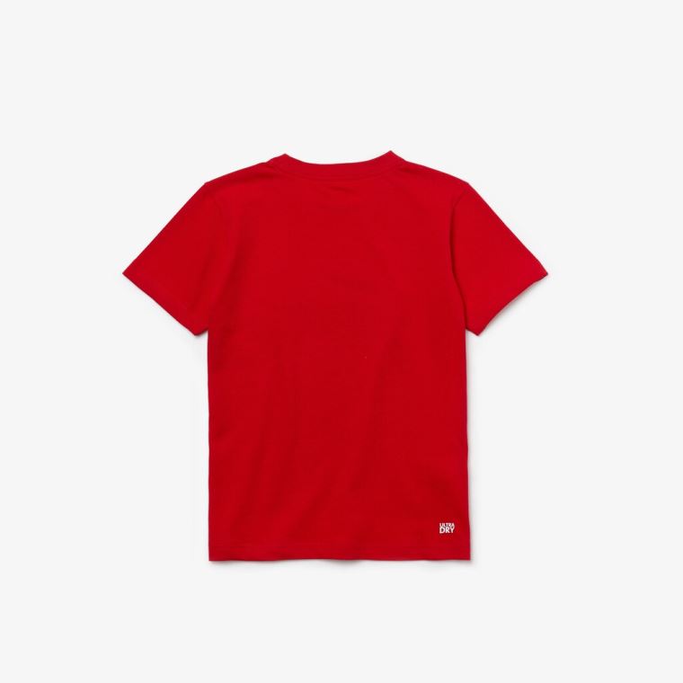 Lacoste SPORT Tennis Technical Jersey Oversized Croc T-shirt Rød Hvite | jBH3nq1T