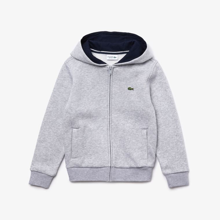 Lacoste SPORT Tennis Zippered Fleece Sweatshirt Grå Marineblå Blå | Eq7jWYp4