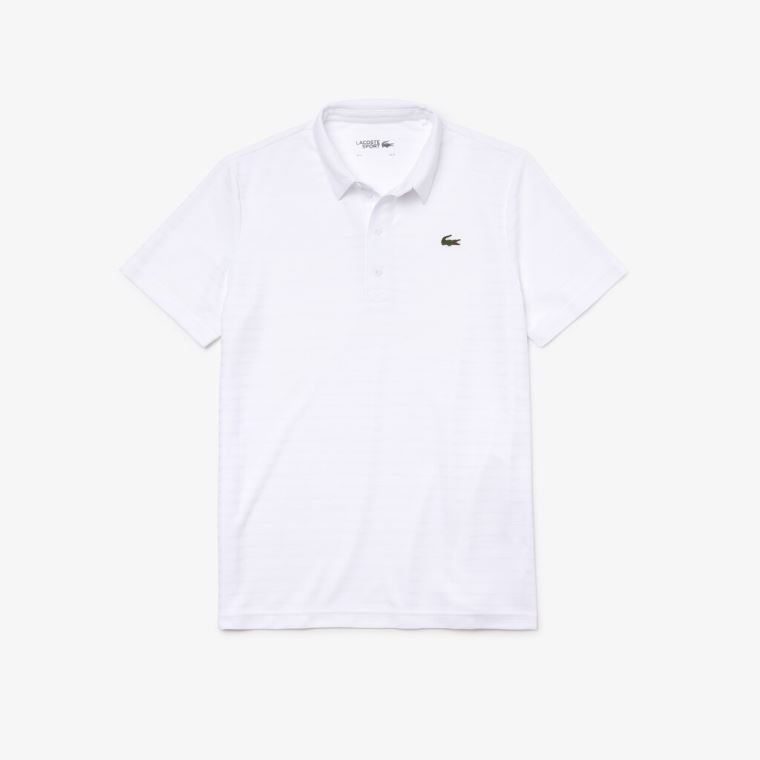 Lacoste SPORT Textured Pustende Golf Polo Shirt Hvite | OTbn0w7L