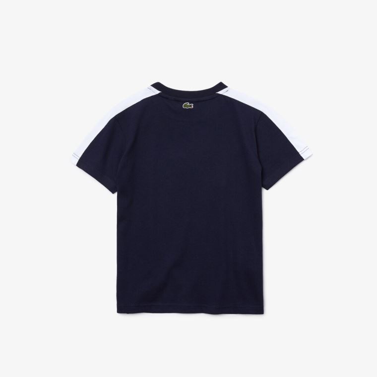 Lacoste SPORT Two-Tone T-shirt Marineblå Blå Hvite | dPLYiqVF