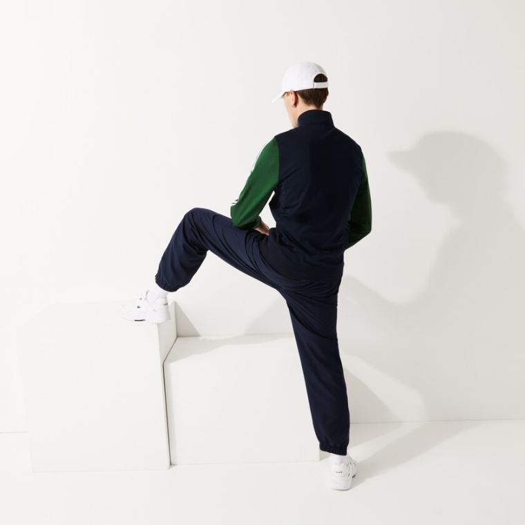 Lacoste SPORT Two-Tone Technical Piqué Zip Sweatshirt Marineblå Blå Grønn | P6CsHVIG