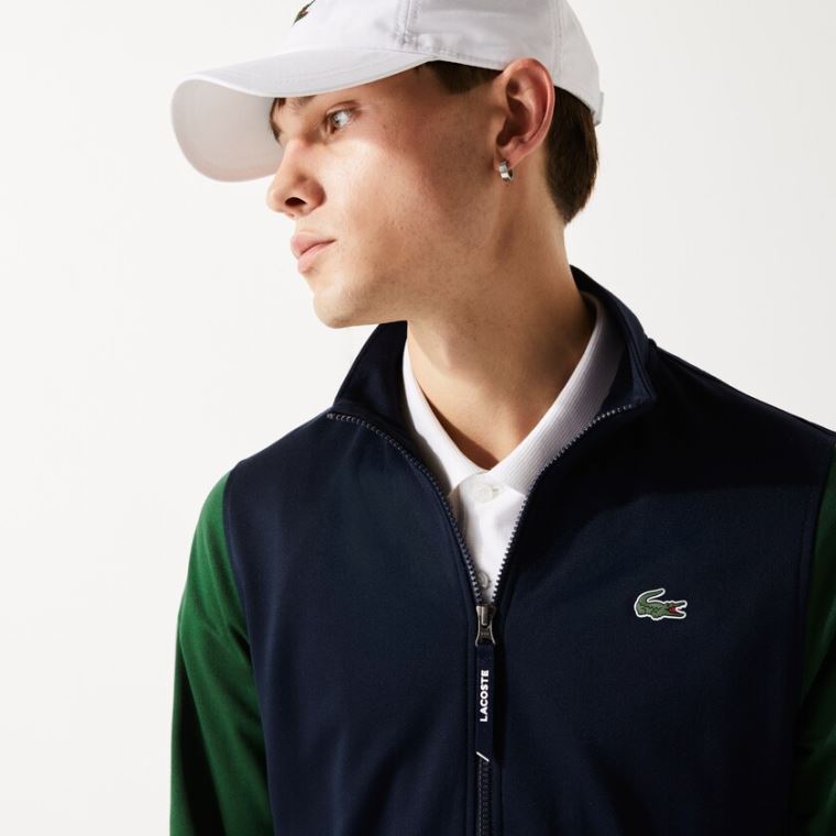 Lacoste SPORT Two-Tone Technical Piqué Zip Sweatshirt Marineblå Blå Grønn | P6CsHVIG