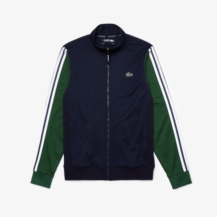 Lacoste SPORT Two-Tone Technical Piqué Zip Sweatshirt Marineblå Blå Grønn | P6CsHVIG