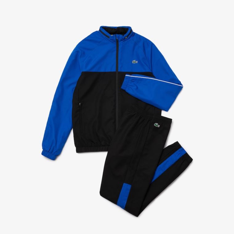 Lacoste SPORT Two-Tone Tennis Tracksuit Svarte Blå Hvite | JbZeVFMq