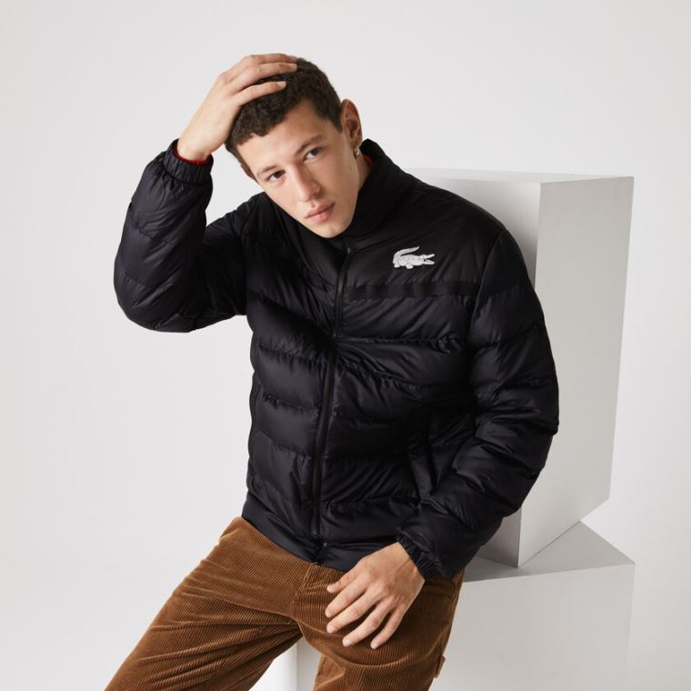 Lacoste SPORT Two-Tone Vann-Resistant Quilted Jacket Mørke Grå Svarte | wKKptRb9