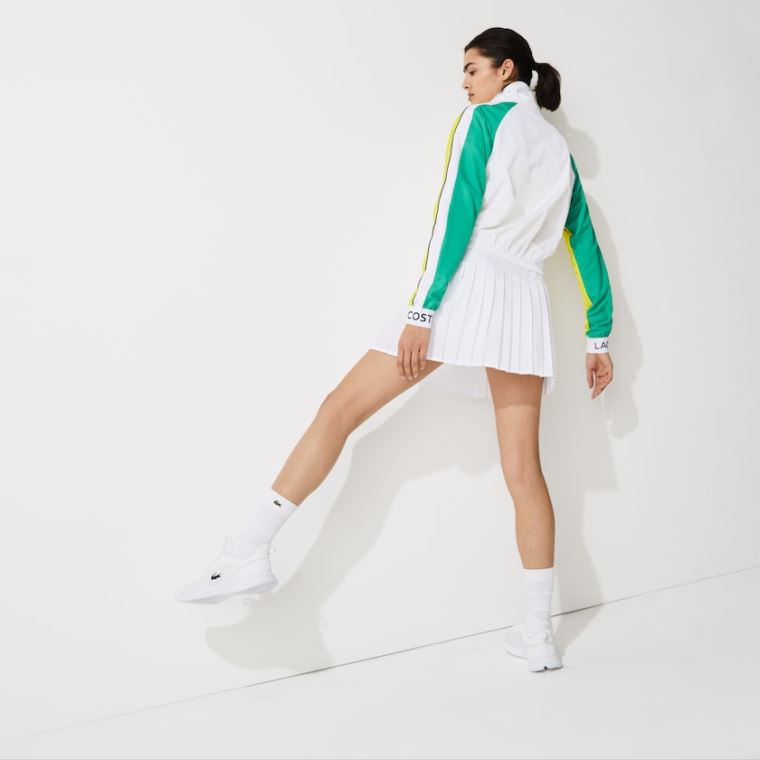 Lacoste SPORT Vann-Resistant Zip Tennis Jacket Hvite Grønn Gul Marineblå Blå | 05HZf5dO