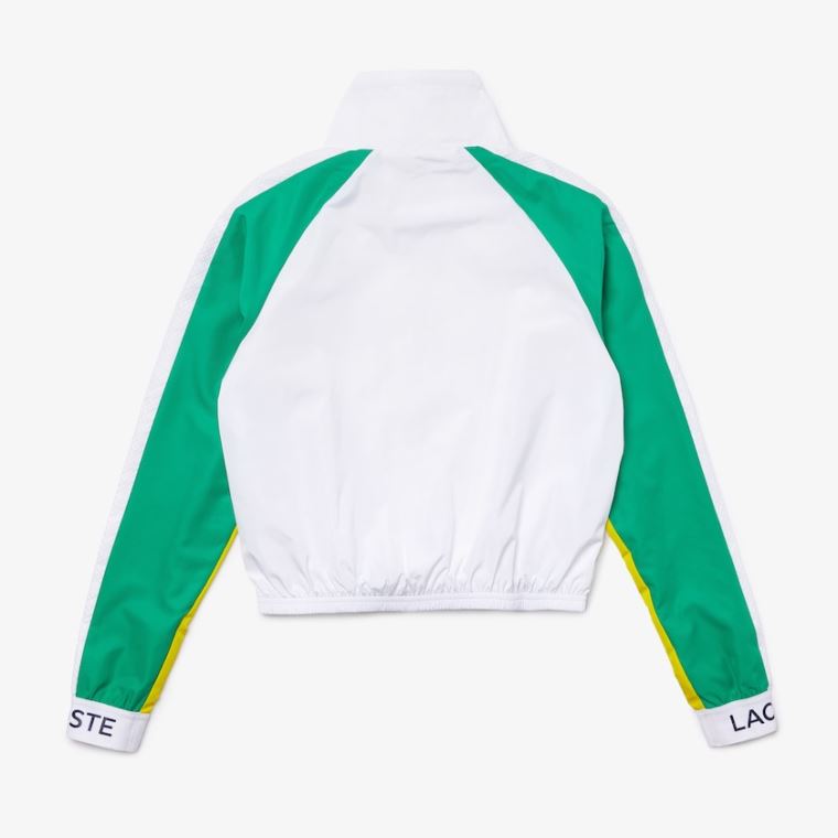 Lacoste SPORT Vann-Resistant Zip Tennis Jacket Hvite Grønn Gul Marineblå Blå | 05HZf5dO