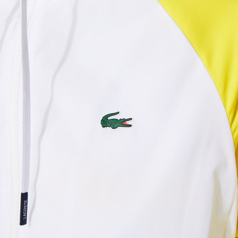 Lacoste SPORT Vann-Resistant Zip Tennis Jacket Hvite Grønn Gul Marineblå Blå | 05HZf5dO