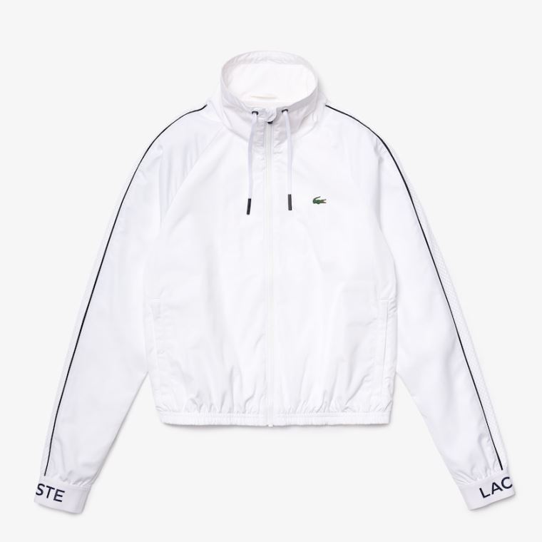 Lacoste SPORT Vann-Resistant Zip Tennis Jacket Hvite Marineblå Blå | QLtMCGOi