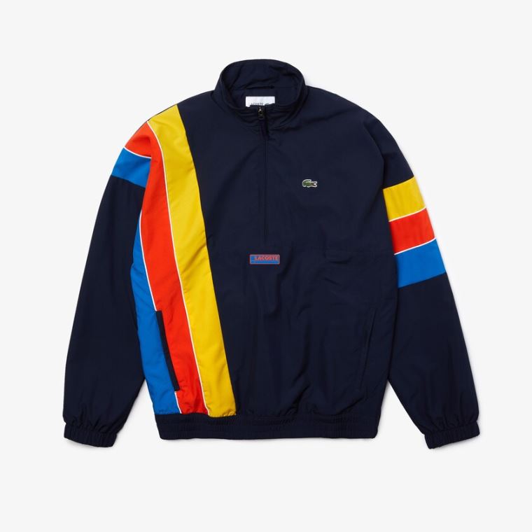 Lacoste SPORT Zip Neck Lette Vann-Resistant Jacket Marineblå Blå Blå Rød Gul | r4rUcQMC