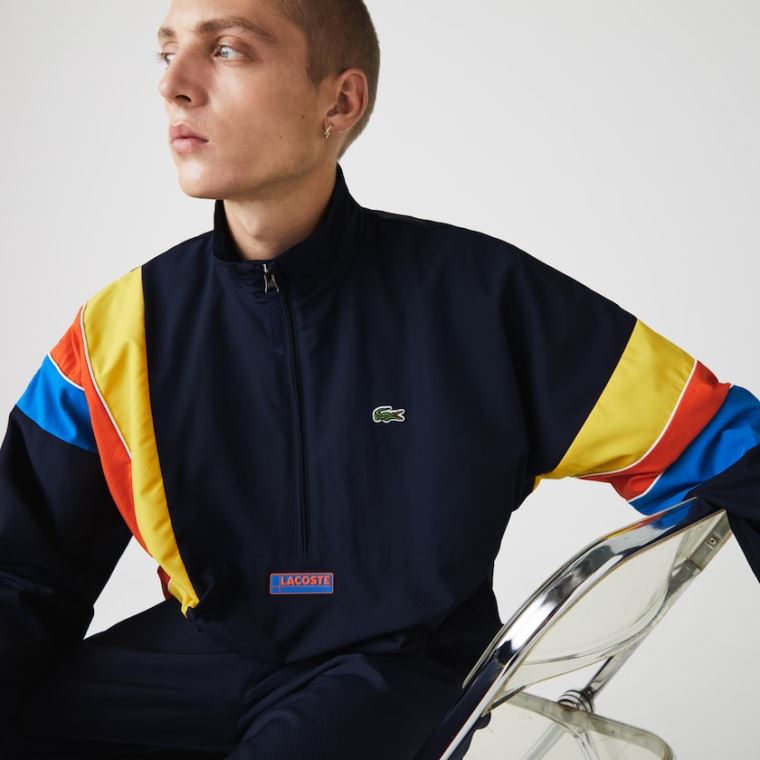 Lacoste SPORT Zip Neck Lette Vann-Resistant Jacket Marineblå Blå Blå Rød Gul | r4rUcQMC