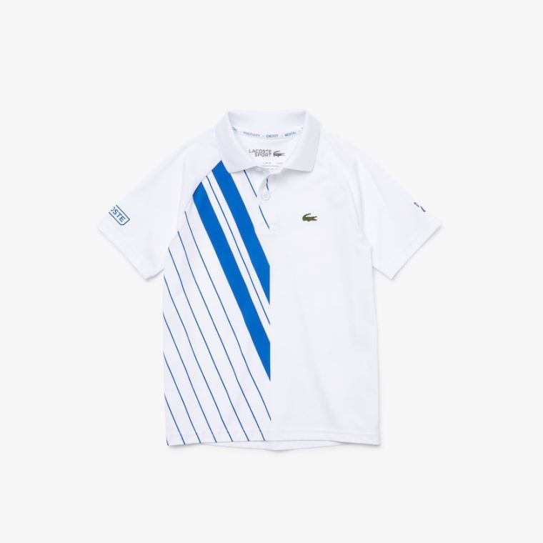 Lacoste SPORT x Novak Djokovic Pustende Stretch Polo Hvite Blå | 58Ceoeaw