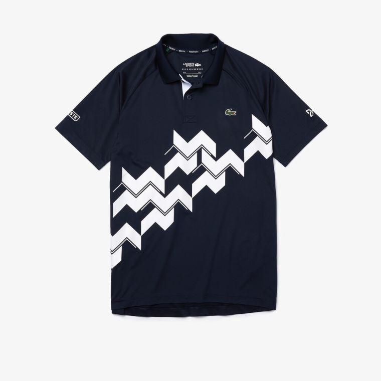 Lacoste SPORT x Novak Djokovic Pustende Jersey Polo Shirt Marineblå Blå Hvite | zJPIn1qO